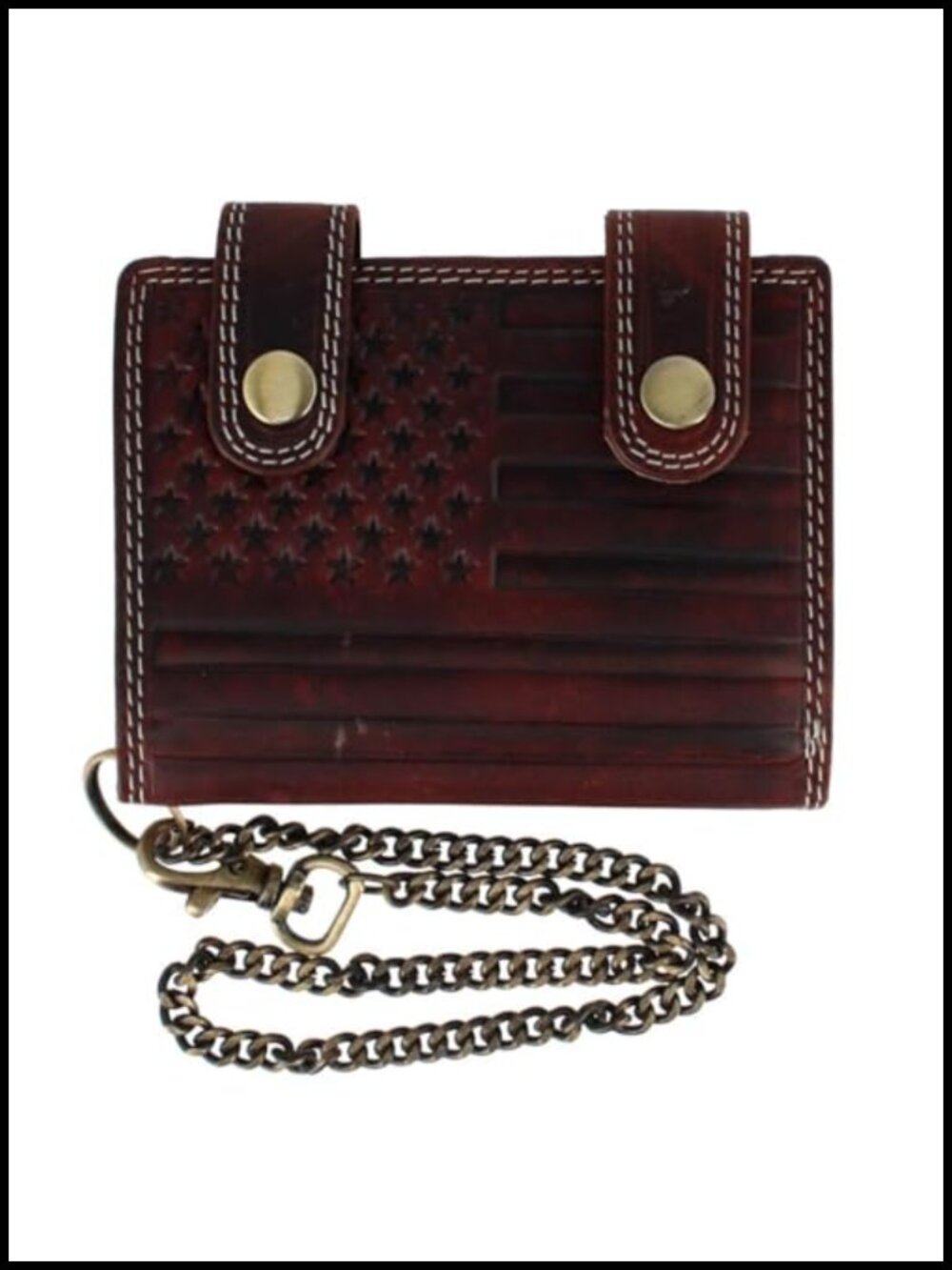 Men's Leather Bifold Wallet with 16 Card Slots, RFID Blocking, Chain